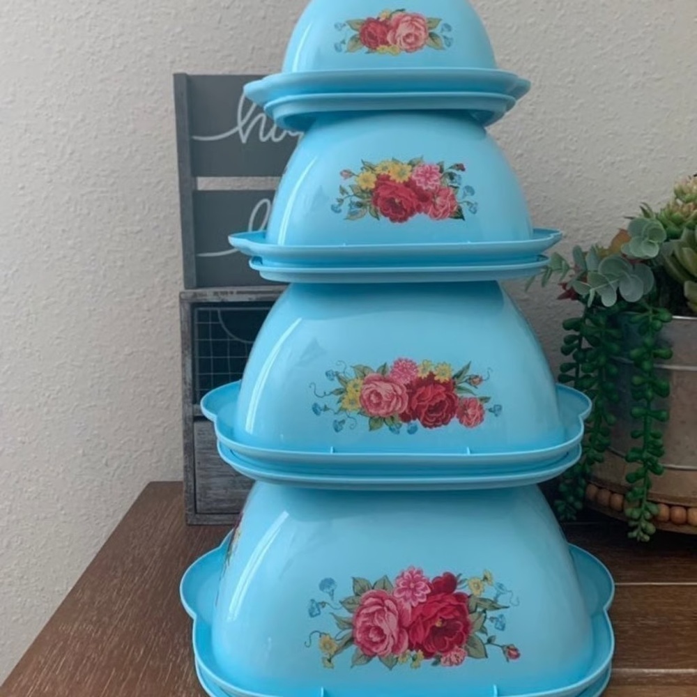 Pioneer Woman 8pc Food Storage Set Sweet Rose
